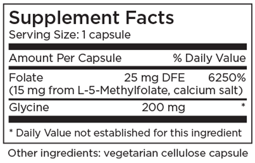L-Methylfolate 15 mg 30 Capsules Supplement Facts