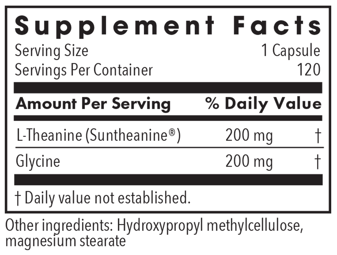 L-Theanine 120 Capsules Supplement Facts