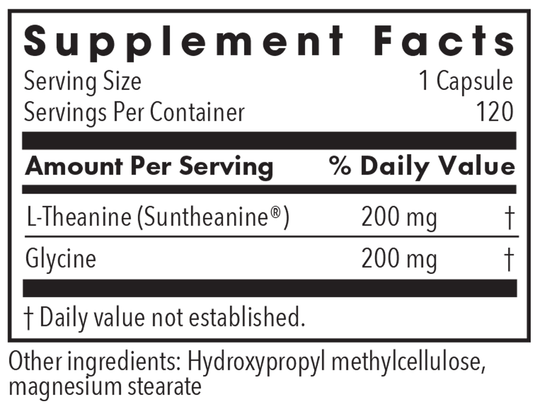 L-Theanine 120 Capsules Supplement Facts
