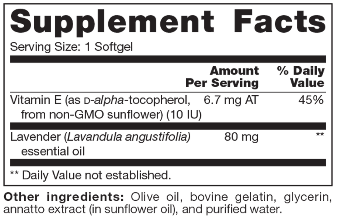Lavender SAP 60 Softgels Supplement Facts