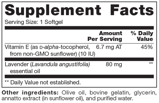 Lavender SAP 60 Softgels Supplement Facts
