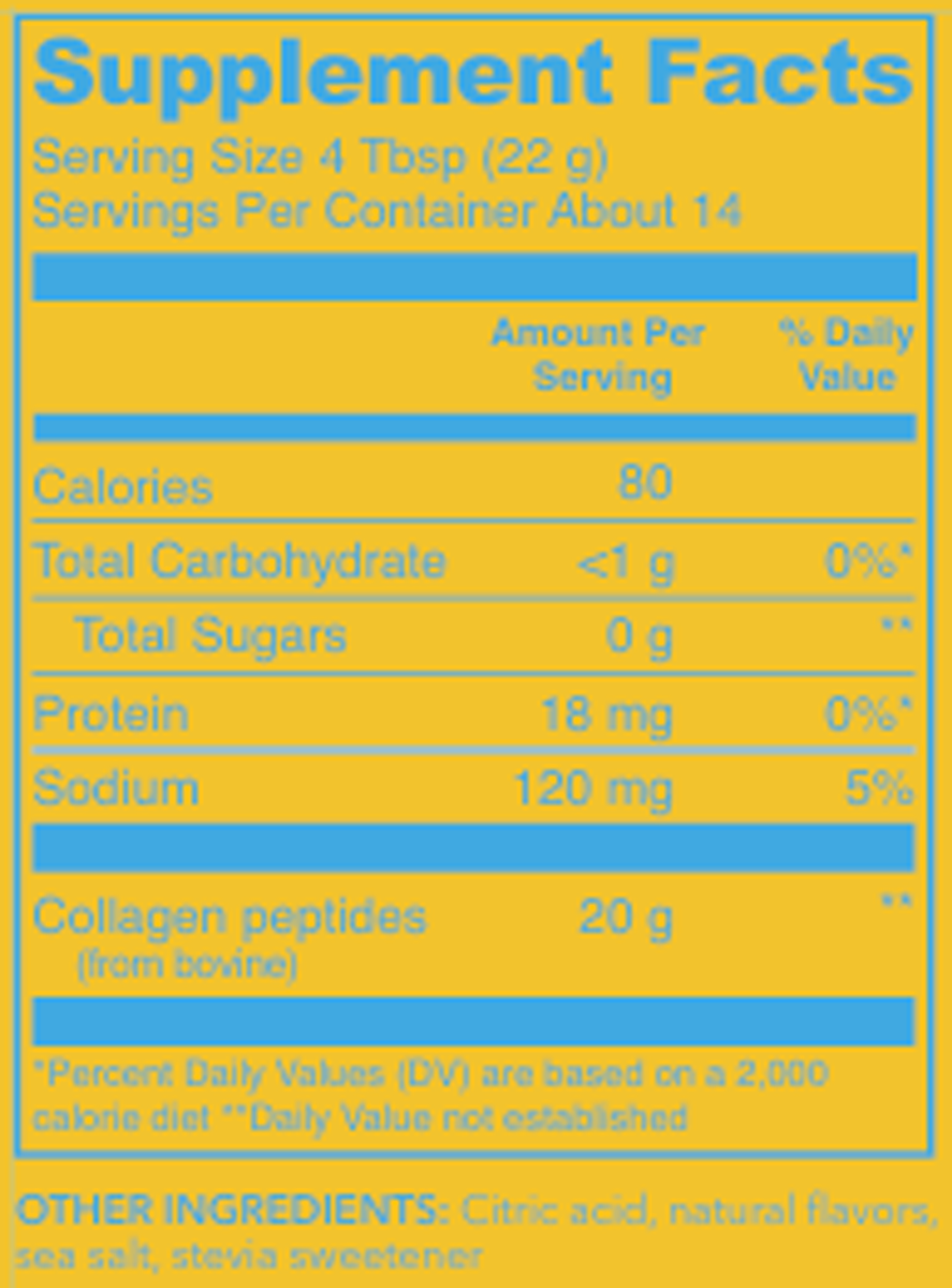 Collagen Peptides Lemon 14 Servings Supplement Facts