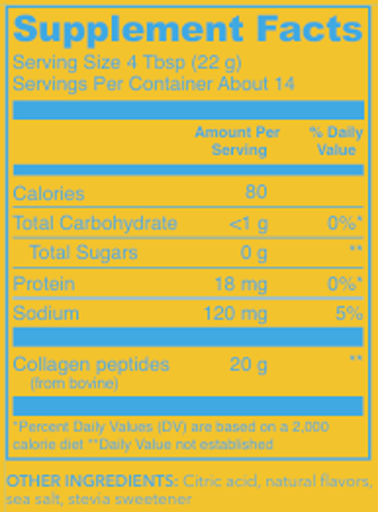 Collagen Peptides Lemon 14 Servings Supplement Facts
