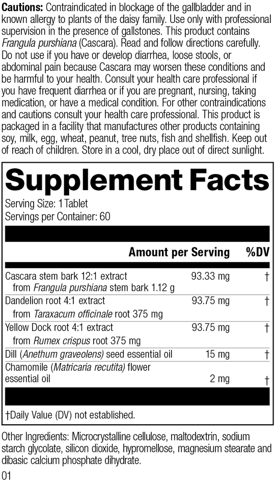 Colax, 60 Tablets Rev 01 Supplement Facts