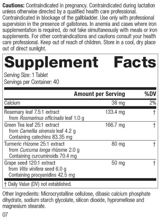 Vitanox®, 40 Tablets, Rev 06 Supplement Facts