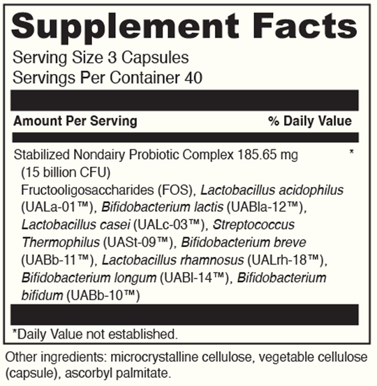 MEGA PROBIOTIC ND 120 Capsules Supplement Facts