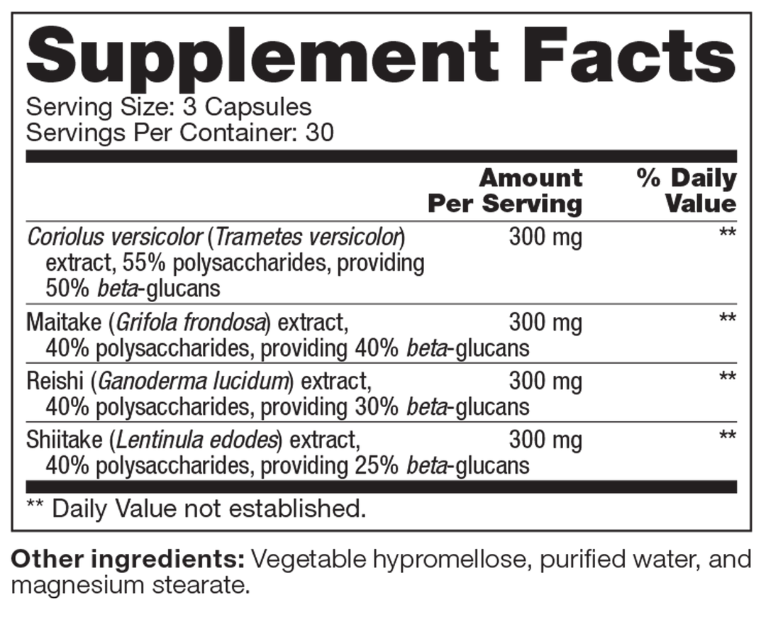 Mushroom Complex SAP 90 Capsules Supplement Facts