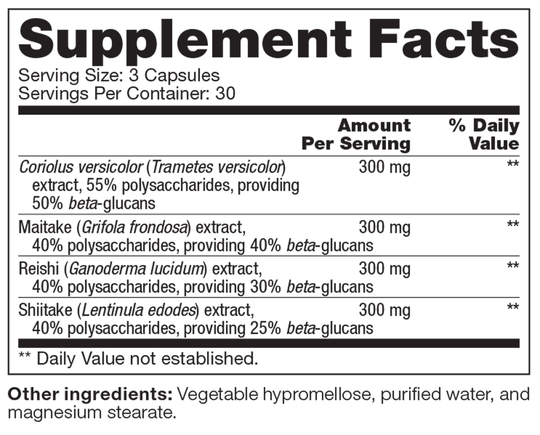 Mushroom Complex SAP 90 Capsules Supplement Facts