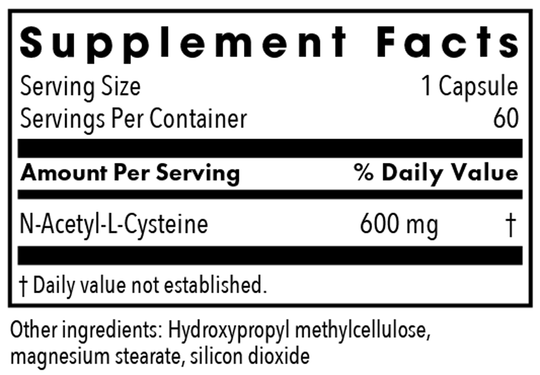 NAC 60 Capsules Supplement Facts
