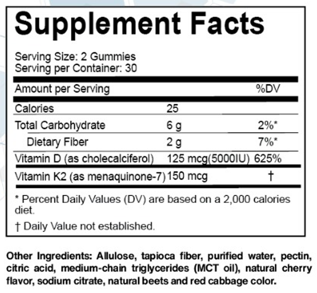K2+D3 60 Gummies Supplement Facts