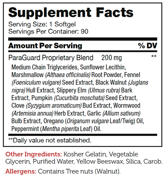 ParaGuard 90 Softgels Supplement Facts