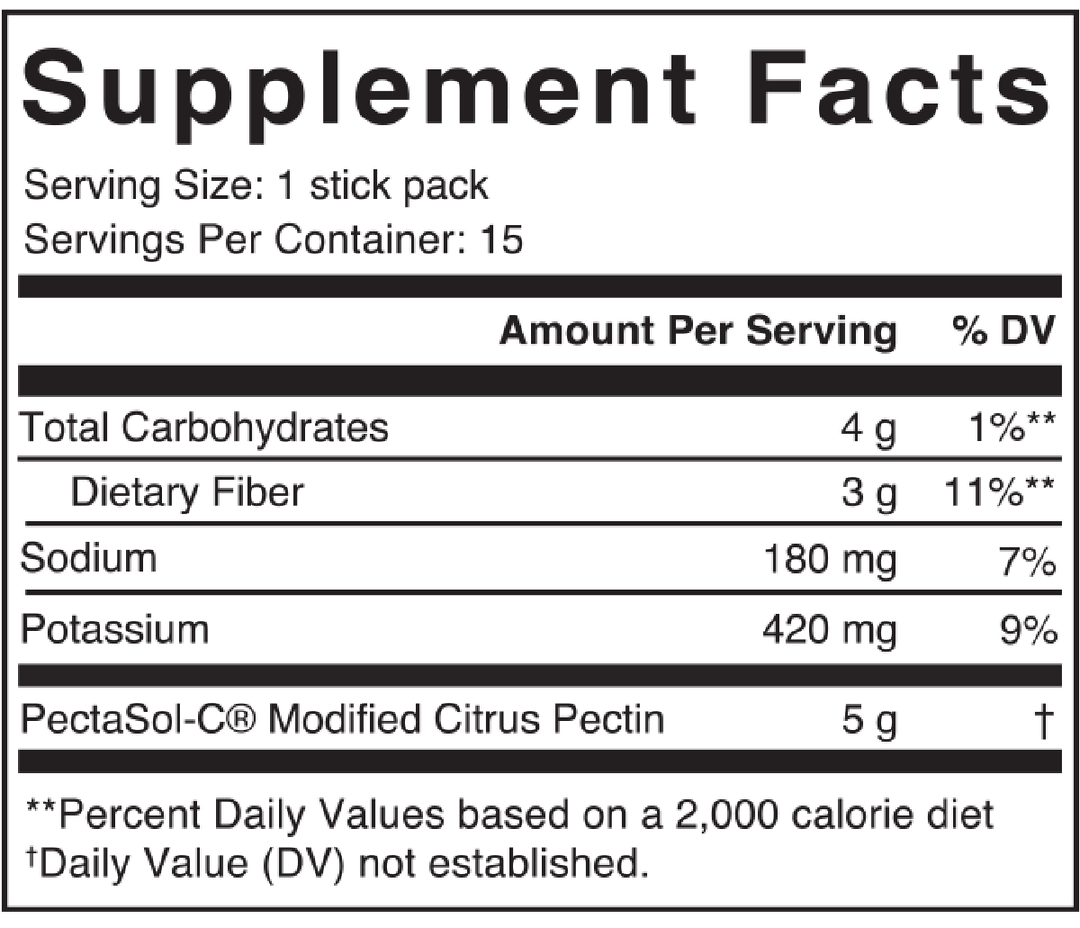 Pectasol Unflavored 15 Stick packs Supplement Facts