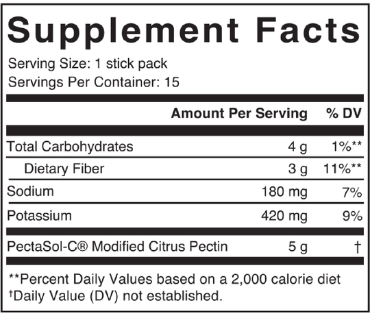 Pectasol Unflavored 15 Stick packs Supplement Facts
