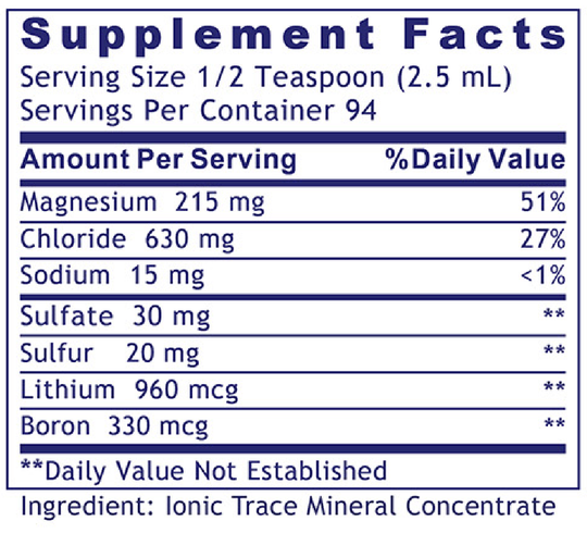 Premier pH Minerals 8 fl oz Supplement Facts