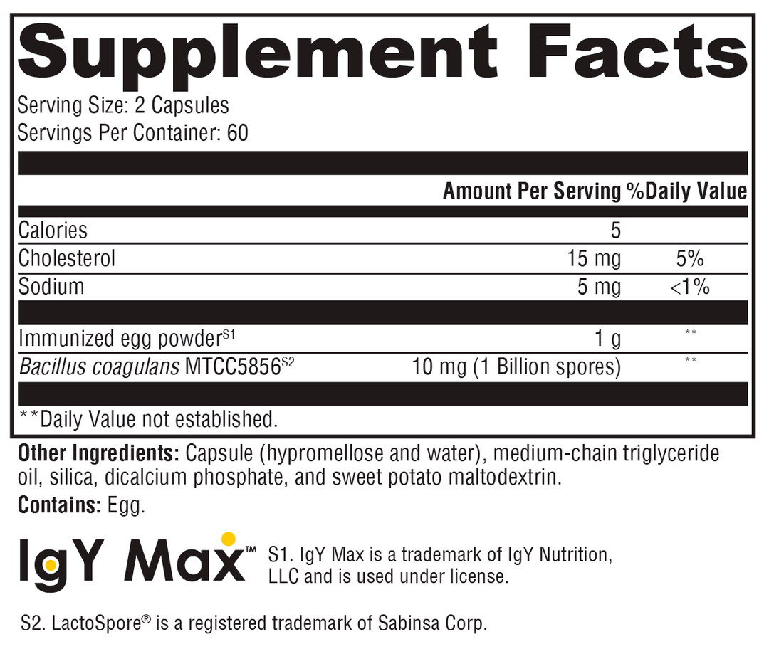 ProbioMax® IG 26 120 Capsules Supplement Facts