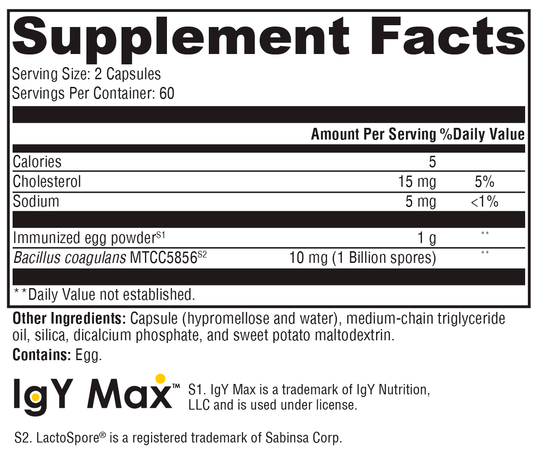ProbioMax® IG 26 120 Capsules Supplement Facts