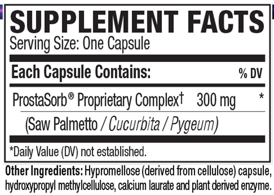 ProstaSorb 60 Capsules Supplement Facts