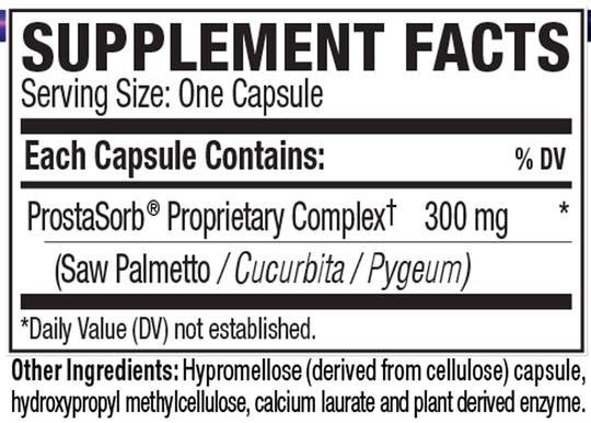 ProstaSorb 60 Capsules Supplement Facts