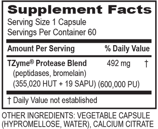 Protease 60 Capsules Supplement Facts