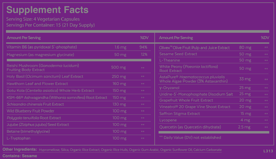 Qualia Night 60 Capsules Supplement Facts