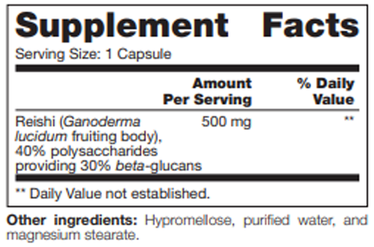 Reishi SAP 60 Capsules Supplement Facts