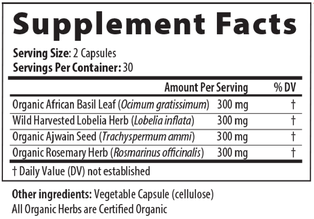 Respiratory EZ 60 Capsules Supplement Facts