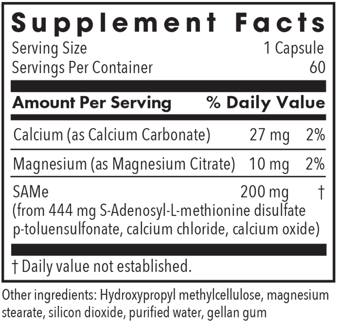 SAMe 60 Capsules Supplement Facts
