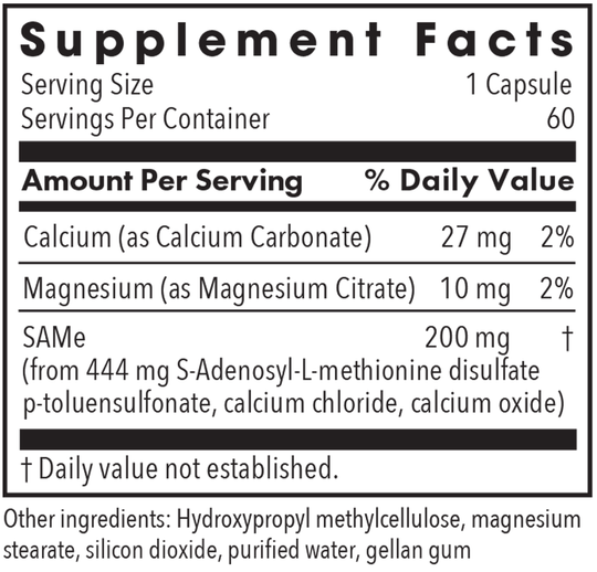 SAMe 60 Capsules Supplement Facts