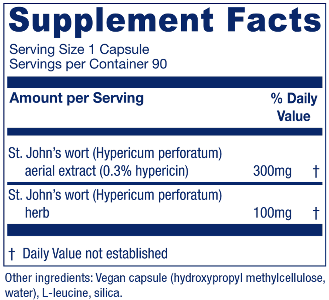 St. John's Wort 90 Capsules Supplement Facts