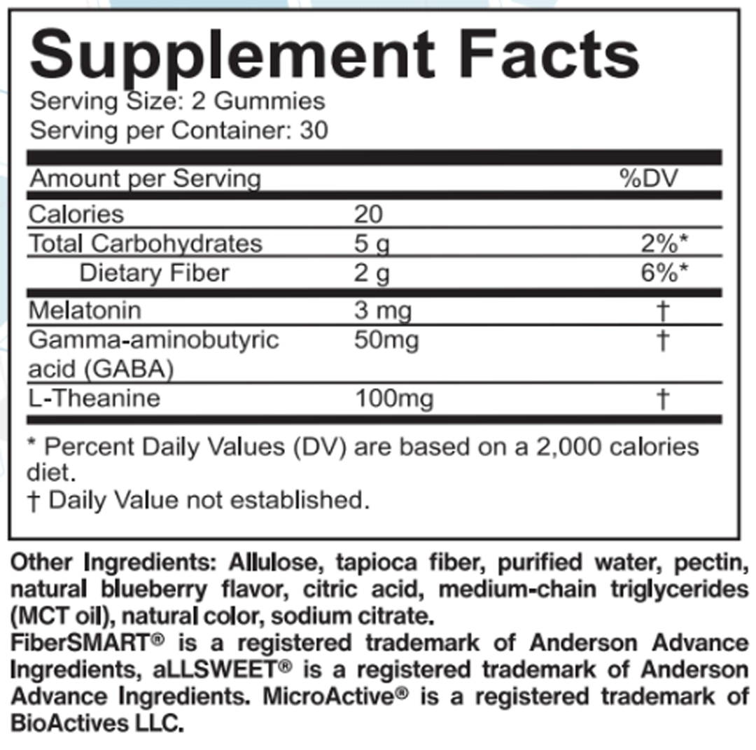 Sweet Dreams 60 Gummies Supplement Facts