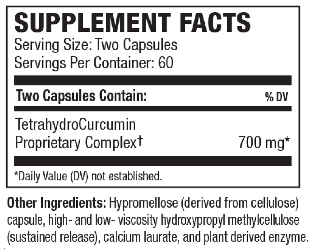 TetraCumin SR 120 Capsules Supplement Facts