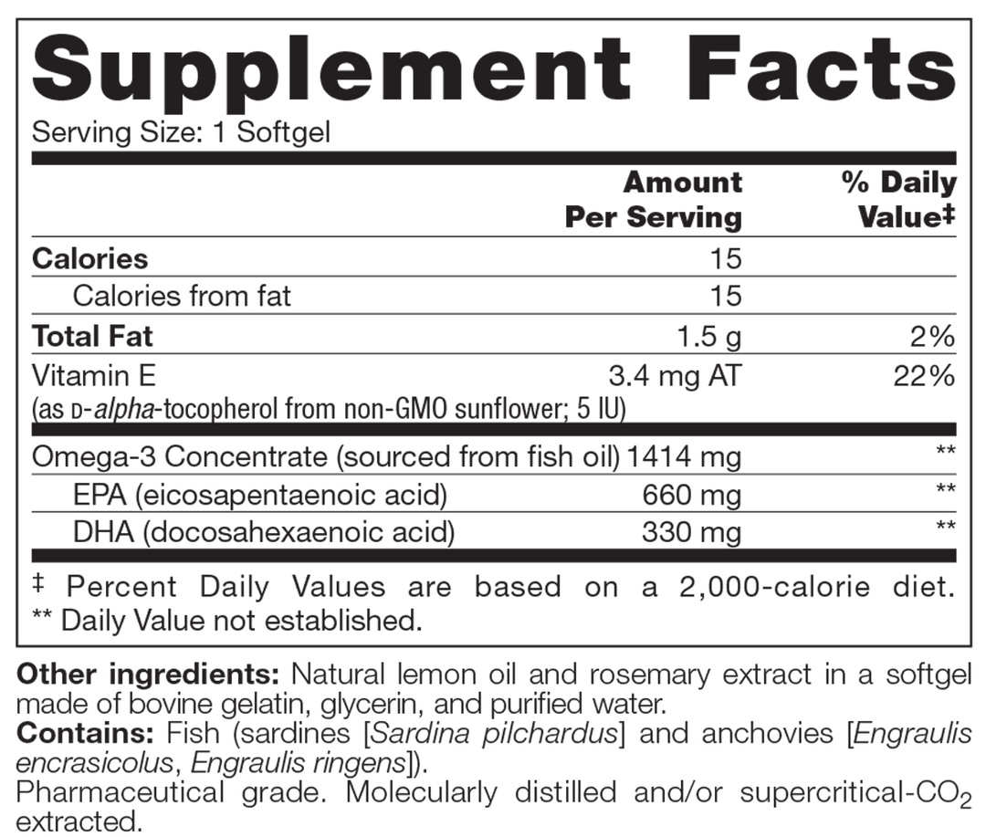 Trident SAP 66:33 Lemon 120 Softgels Supplement Facts