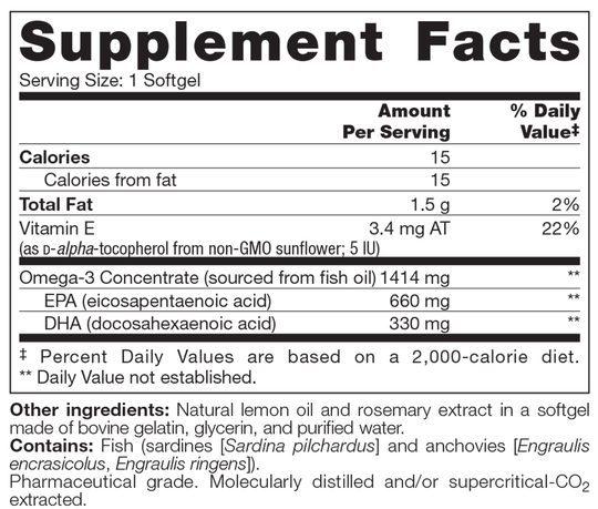 Trident SAP 66:33 Lemon 120 Softgels Supplement Facts