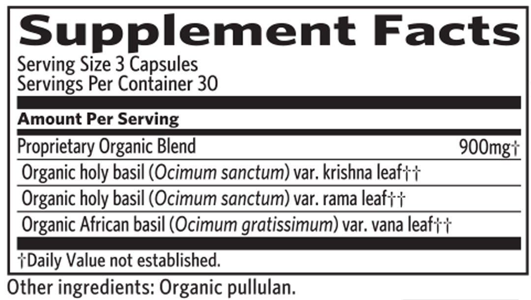 Tulsi - Holy Basil 90 Capsules Supplement Facts