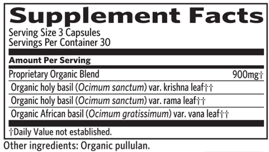 Tulsi - Holy Basil 90 Capsules Supplement Facts
