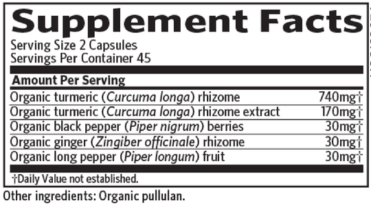 Turmeric Formula 90 Capsules Supplement Facts