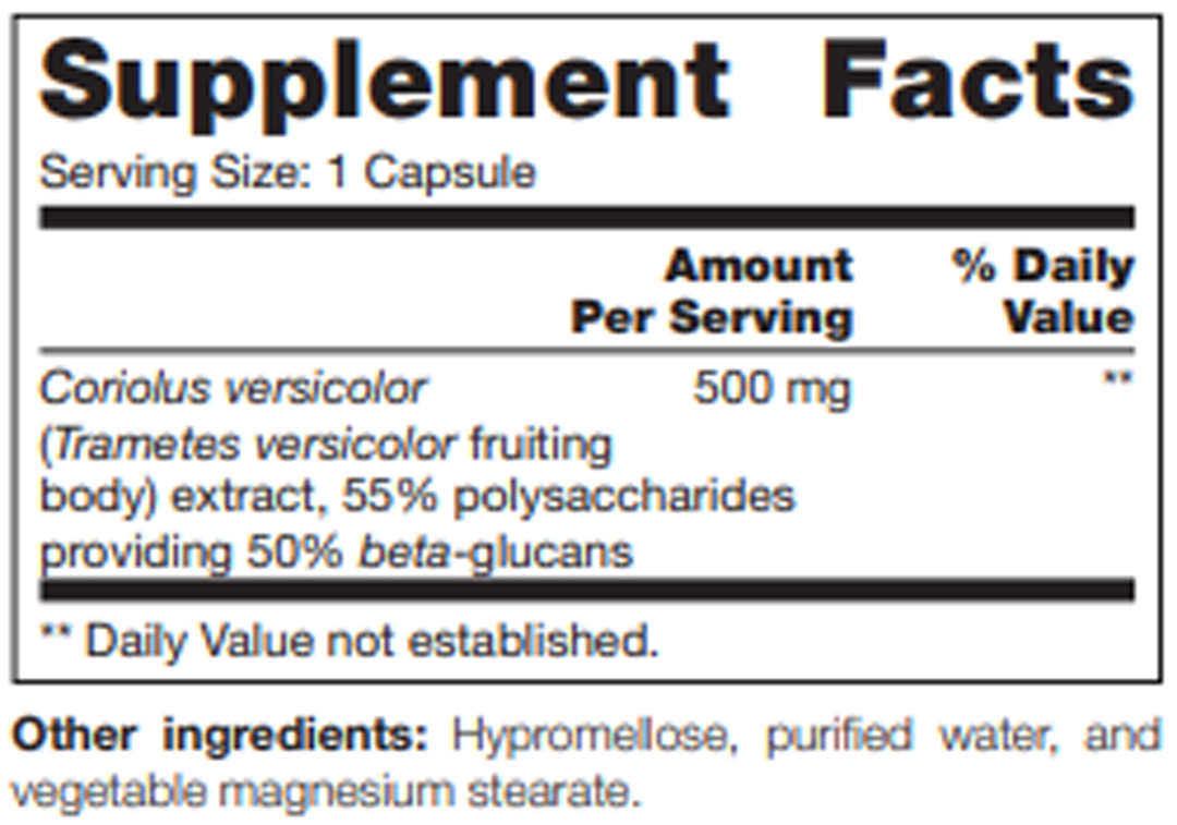Coriolus Versicolor SAP 60 Capsules Supplement Facts