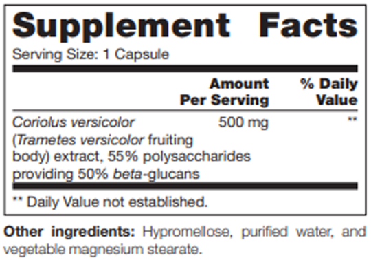 Coriolus Versicolor SAP 60 Capsules Supplement Facts