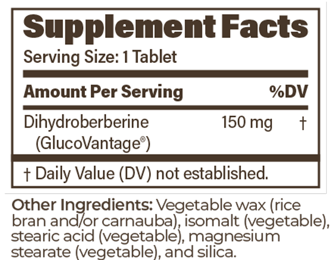 Dihydroberberine SR 150 mg 180 Tablets Supplement Facts