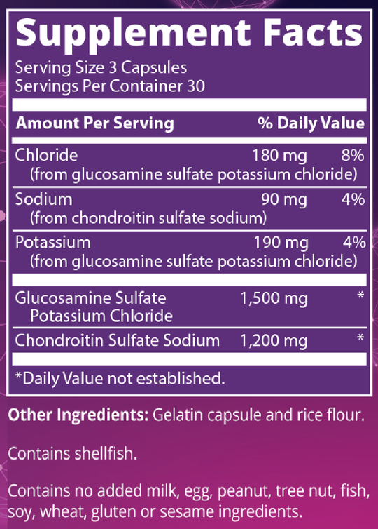 Glucosamine Chondroitin 90 Capsules Supplement Facts