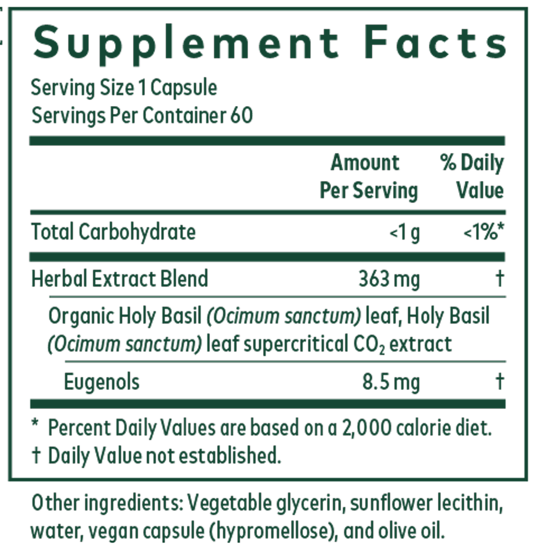 Holy Basil 60 Capsules Supplement Facts